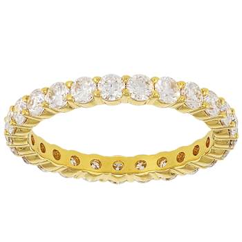 Classic Moissanite Eternity Band Ring In 14K Gold Over Sterling Silver