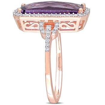 Amethyst and Diamond 14K Rose Gold Engagement Ring 5.27ctw