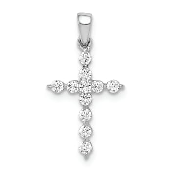 Rhodium Over 14K White Gold 1/4ct. Diamond Cross Pendant