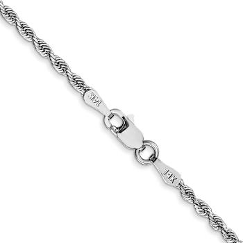 Rhodium Over 14k White Gold 2mm Solid Diamond-cut Quadruple Rope 16 Inch Chain