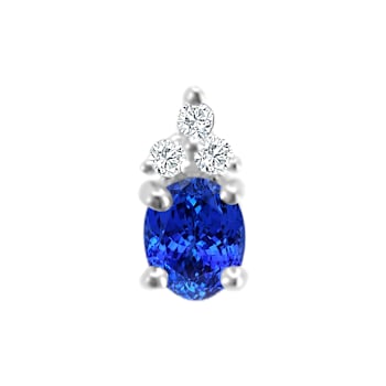 14K White Gold Oval Tanzanite and Diamond Pendant 0.36ctw