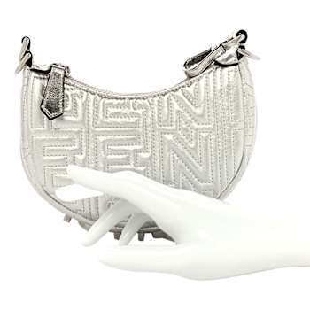 Fendi x Marc Jacobs Fendigraphy Silver Tone Mini Hobo Leather Bag