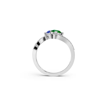 14K White Gold Tsavorite and Tanzanite Ring 1.05 ctw