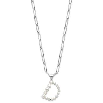 Rhodium Over Sterling Silver 3-5.5mm Freshwater Cultured Pearl LETTER D
18-inch Necklace