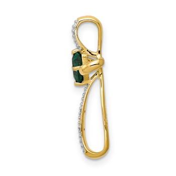 14k Yellow Gold and Rhodium Over 14k Yellow Gold Lab Created Emerald and
Diamond Cross Slide