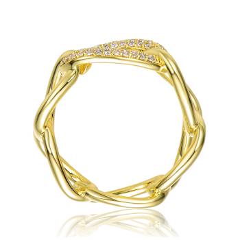 Geometric CZ Pave Band Ring In 14K Gold Over Brass