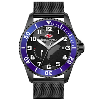 Seapro Men's Voyager Black Dial, Black Stainless Steel Mesh Watch