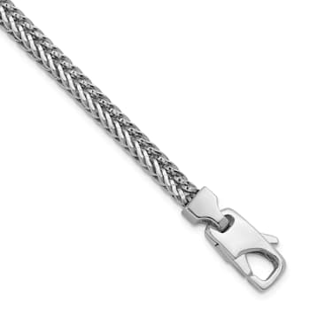 Rhodium Over Sterling Silver Polished 4.0mm Franco 8 Inch Chain Bracelet