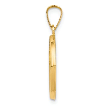 14k Yellow Gold Polished and Satin Spanish 1st Communion Medal Pendant