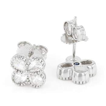 CZ Clover Stud Earrings In PlatInum-Enhanced Sterling Silver 1.87ctw