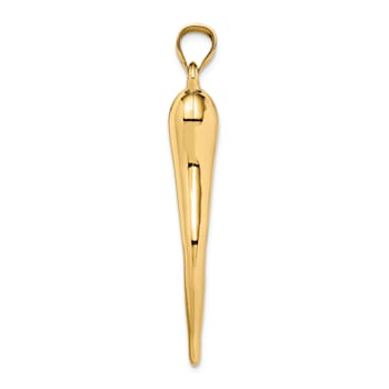 14k Yellow Gold 3D Italian Horn Pendant