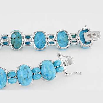Turquoise Oval Cabochon Bracelet In Sterling Silver