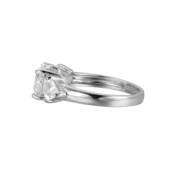 White Cubic Zirconia Platinum Over Sterling Silver April Birthstone Ring 5.32ctw