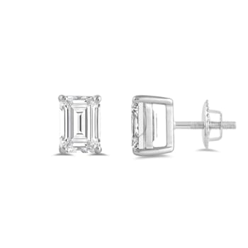 White Cubic Zirconia 14k White Gold Studs With Velvet Gift Box 2.00ctw