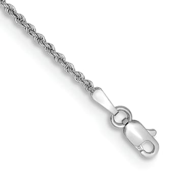 Rhodium Over 14k White Gold 1.5mm Rope Link Bracelet