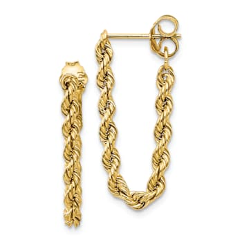 14k Yellow Gold Diamond-Cut Rope Dangle Earrings