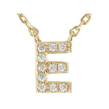 CZ Initial E Station Necklace In 18K Gold Over Sterling Silver 0.09ctw