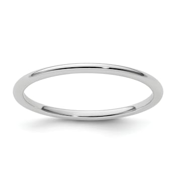 Rhodium Over 10K White Gold 1.2mm Half Round Stackable Expressions Band