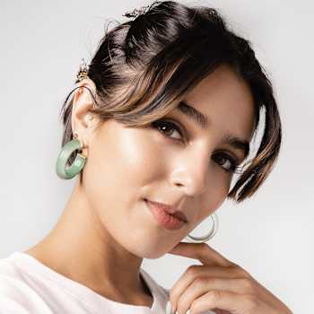 14K Yellow Gold Over Sterling Silver Illusion Acrylic Hoops in Jade Color