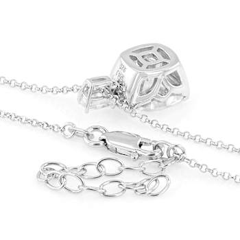 Two-Stone Half Bezel Moissanite Pendant Necklace In Platinum-Enhanced
Sterling Silver