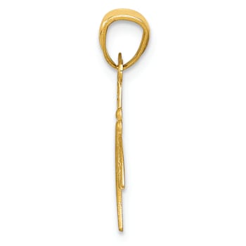 14k Yellow Gold Satin and Diamond-Cut Dragonfly Pendant