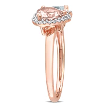 1.95ctw Morganite, Aquamarine And Diamond 10k Rose Gold Ring
