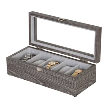 Mele and Co Nolan Glass Top Watch Jewelry Box