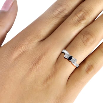 Black Sapphire Rhodium Over Sterling Silver Ring 0.25ctw