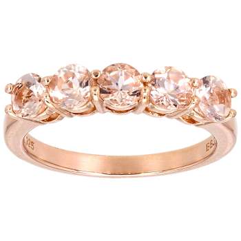 Morganite Band Ring In 18K Rose Gold Over Sterling Silver 0.94ctw