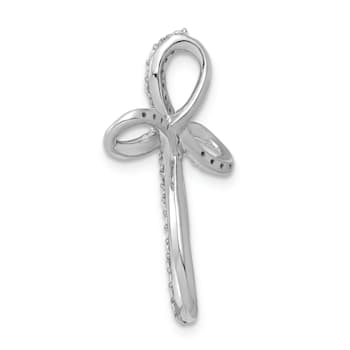 Rhodium Over 14K White Gold 1/6ct. Diamond Cross Chain Slide
