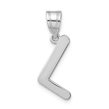 Rhodium Over 14k White Gold Polished Bubble Letter L Initial Pendant