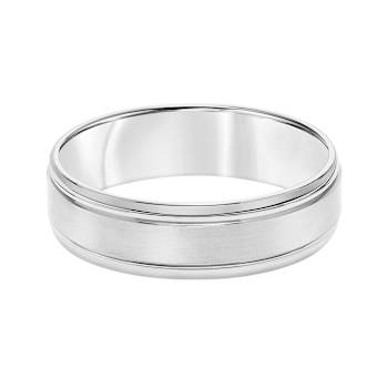 6mm Step-Edge Comfort Fit Band with Brushed Finish in 10k White Gold