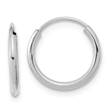 Rhodium Over 14K White Gold Endless Hoop Earrings