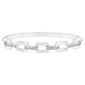 CZ Accented Bangle Bracelet In Sterling Silver