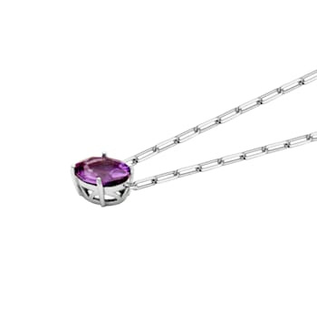 Lab Created Sapphire Rhodium Over Sterling Silver Paperclip Necklace 2.35ctw
