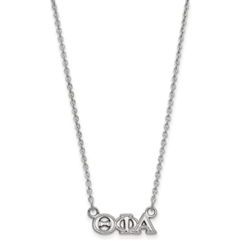 Rhodium Over Sterling Silver LogoArt Theta Phi Alpha Extra Small Pendant Necklace