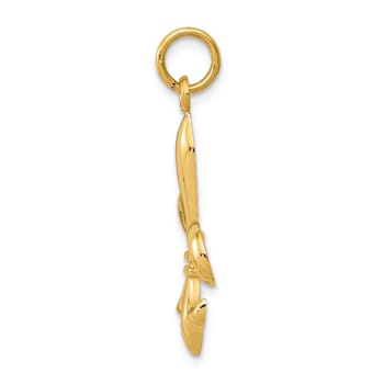 14k Yellow Gold Fleur De Lis Charm Pendant