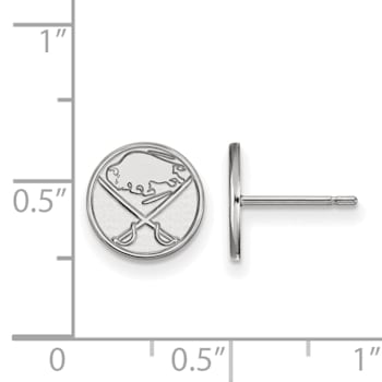 Rhodium Over Sterling Silver NHL Buffalo Sabres LogoArt Extra Small Post Earrings