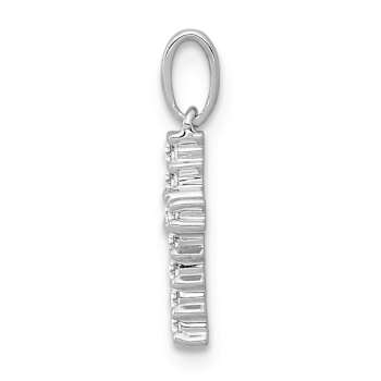 Rhodium Over 10k White Gold 0.10 ctw Diamond Latin Cross Pendant
