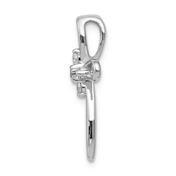 Rhodium Over 14k White Gold Diamond Cross Chain Slide Pendant