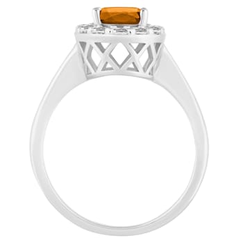 8x6mm Oval Citrine And White Topaz Accents Rhodium Over Sterling Silver
Halo Ring