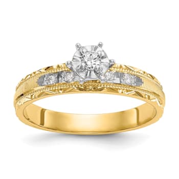 14K Yellow Gold Polished Finished Engagement Ring 0.09ctw