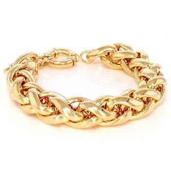 Spiga Wheat Chain Bracelet In 18K Gold Over Bronze