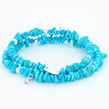 Turquoise Wrap Bracelet In Sterling Silver