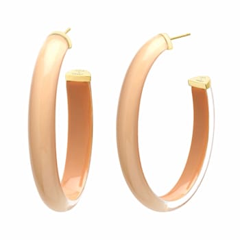 14K Yellow Gold Over Sterling Silver XL Oval Illusion Nude Acrylic Hoops
in Caramel