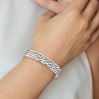 Sterling Silver Antiqued 12.5mm Celtic Design Cuff Bracelet