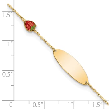 14K Yellow Gold Enameled Strawberry Baby ID 5.5-inch with 0.5-inch
Extension Bracelet