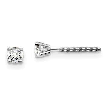 14K White Gold Lab Grown Diamond 1/5ctw VS/SI GH Screw Back 4 Prong Earrings
