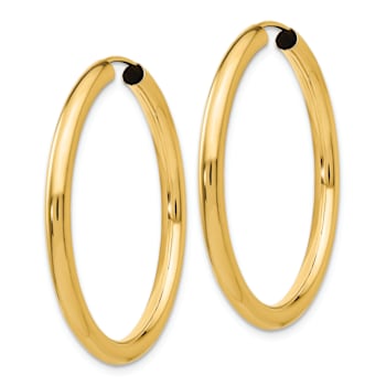 14k Yellow Gold 1 3/8" Polished Endless Tube Hoop Earrings