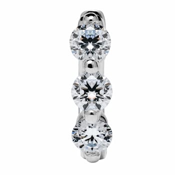 White Cubic Zirconia 14k White Gold Hoops With Velvet Gift Box 0.50ctw
